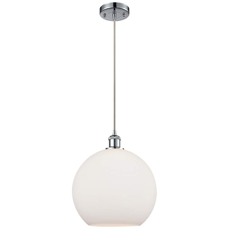 Image 1 Ballston Athens 12" Mini Pendant - Polished Chrome - Matte White Shade
