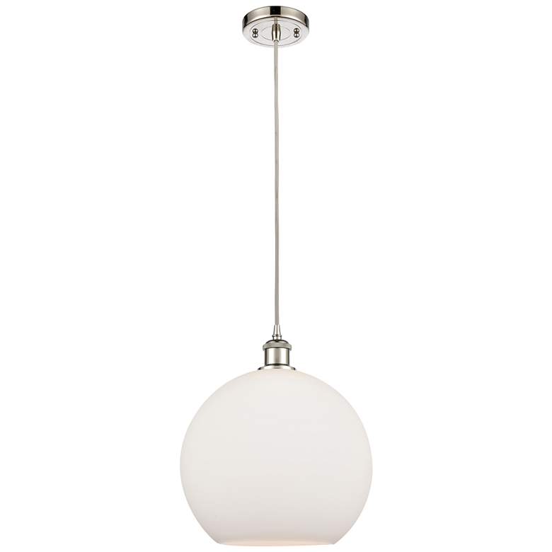 Image 1 Ballston Athens 12" Mini Pendant - Polished Nickel - Matte White Shade