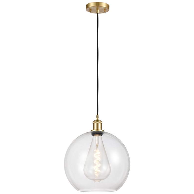 Image 1 Ballston Athens 12" Mini Pendant - Satin Gold - Clear Shade