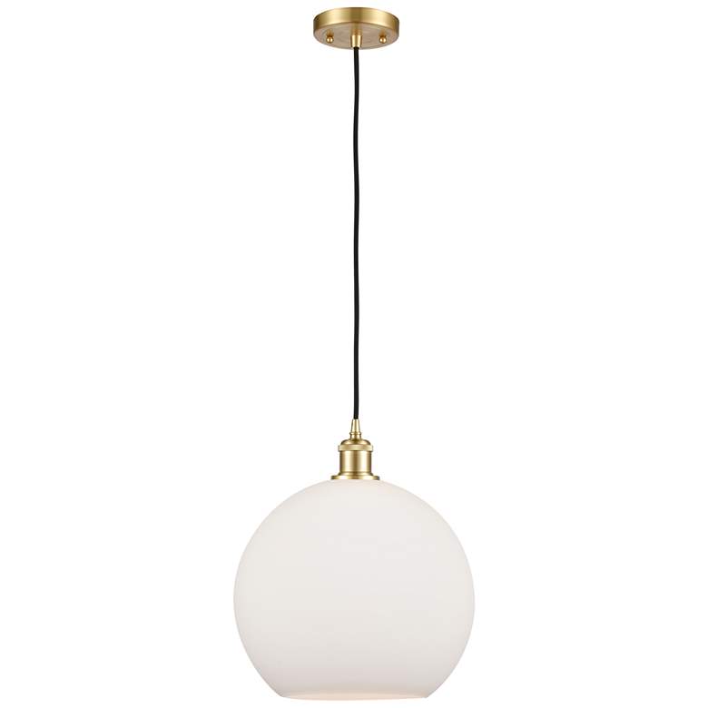 Image 1 Ballston Athens 12" Mini Pendant - Satin Gold - Matte White Shade