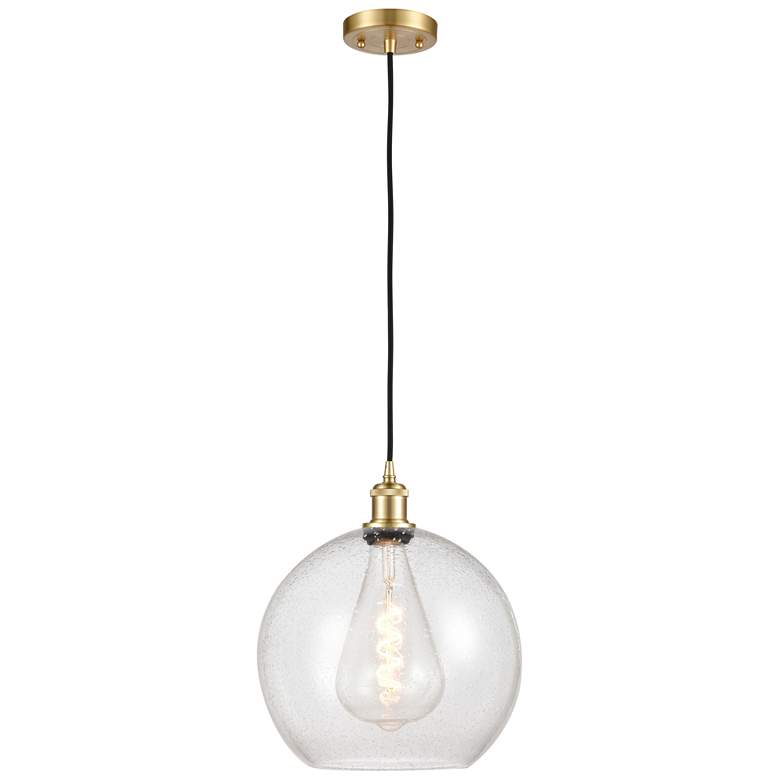 Image 1 Ballston Athens 12" Mini Pendant - Satin Gold - Seedy Shade