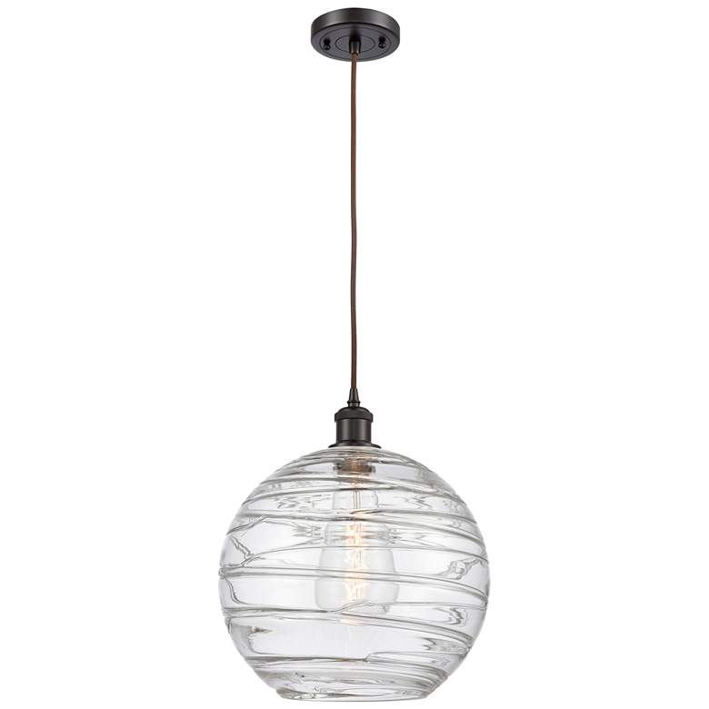 Image 1 Ballston Athens 12" Oil Rubbed Bronze Corded Mini Pendant w/ Deco Shad