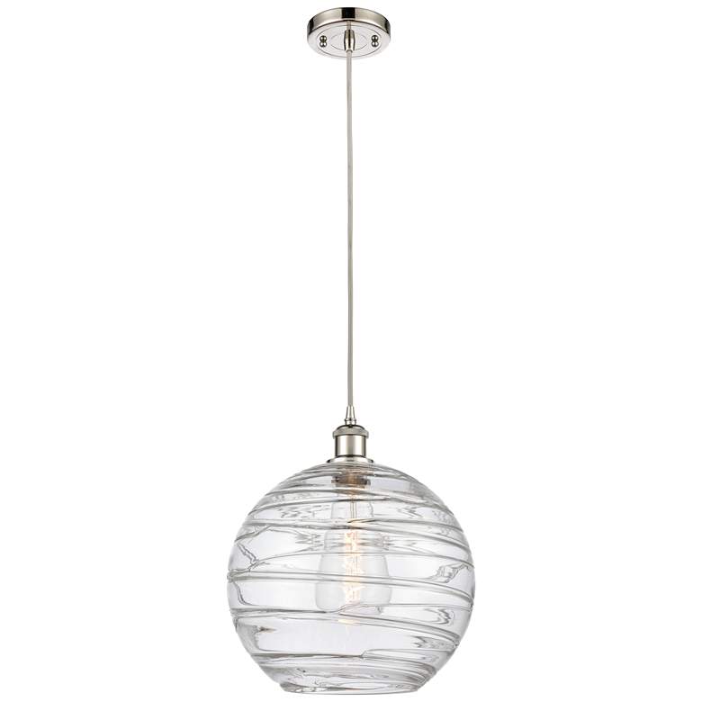 Image 1 Ballston Athens 12" Polished Nickel Corded Mini Pendant w/ Deco Swirl