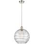 Ballston Athens 12" Polished Nickel Corded Mini Pendant w/ Deco Swirl