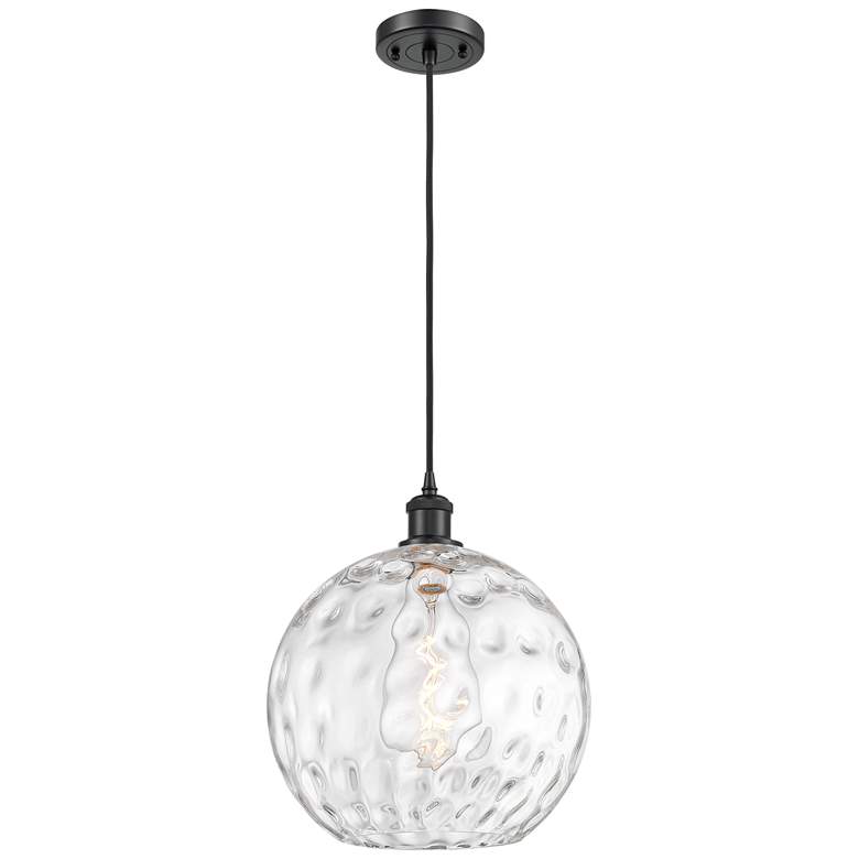 Image 1 Ballston Athens 12" Wide Matte Black and Water Glass LED Mini Pendant