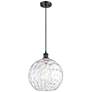 Ballston Athens 12" Wide Matte Black and Water Glass LED Mini Pendant
