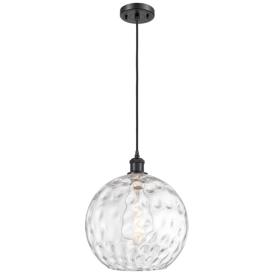 Ballston Athens 12" Wide Matte Black and Water Glass LED Mini Pendant Ballston Athens 12" Wide Matte Black and Water Glass LED Mini Pendant