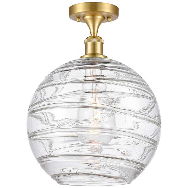 Image 1 Ballston Athens 12" Wide Satin Gold and Glass Ceiling Light