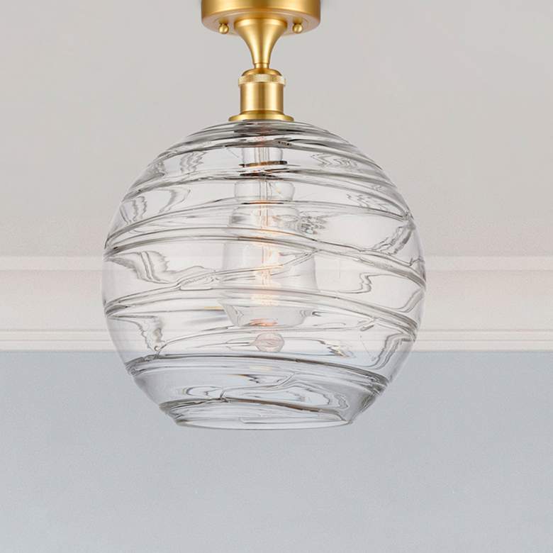 Image 1 Ballston Athens 12" Wide Satin Gold and Glass Ceiling Light