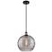 Ballston Athens 12"W Black Brass Corded Mini Pendant w/ Smoke Swirl Sh