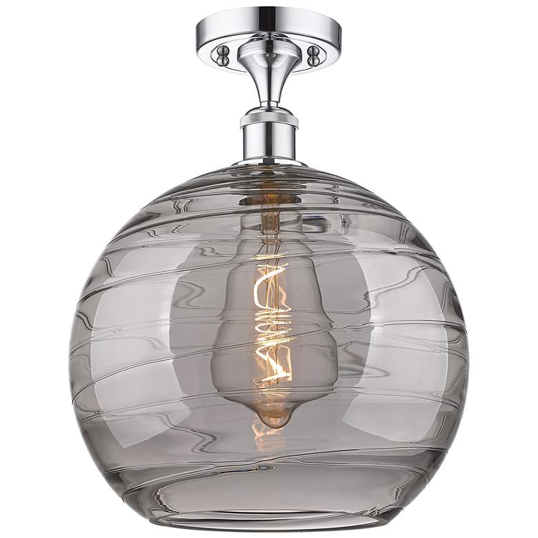 Image 1 Ballston Athens 12"W Chrome Semi-Flush Mount w/ Smoke Swirl Shade