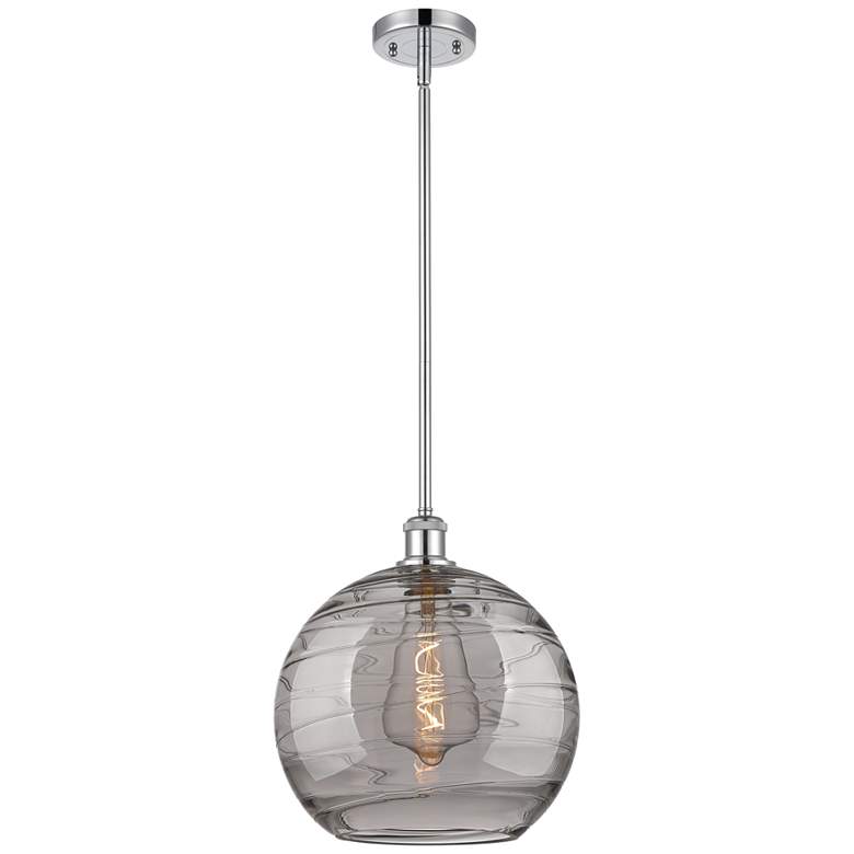 Image 1 Ballston Athens 12"W Chrome Stemmed Mini Pendant w/ Smoke Swirl Shade