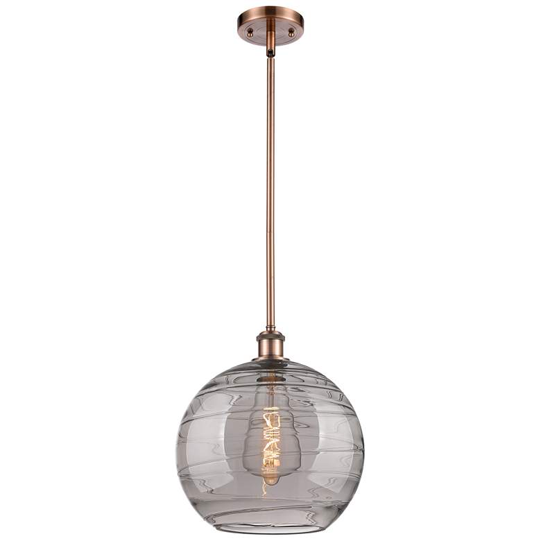 Image 1 Ballston Athens 12"W Copper Stemmed Mini Pendant w/ Smoke Swirl Shade