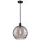 Ballston Athens 12"W Matte Black Corded Mini Pendant w/ Smoke Swirl Sh