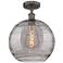 Ballston Athens 12"W Oiled Bronze Semi-Flush Mount w/ Smoke Swirl Shad