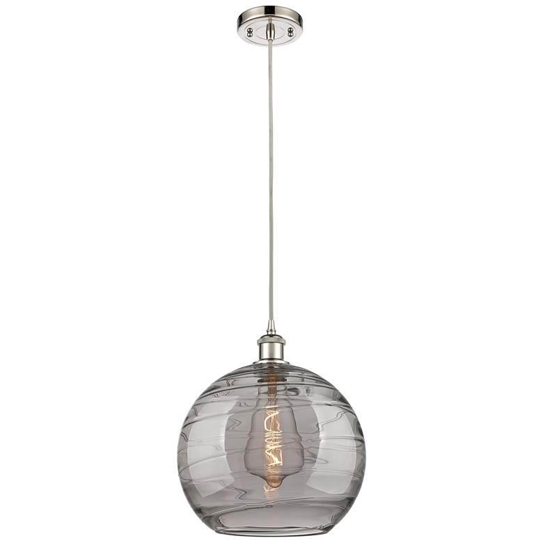 Image 1 Ballston Athens 12"W Polished Nickel Cord Mini Pendant w/ Smoke Swirl
