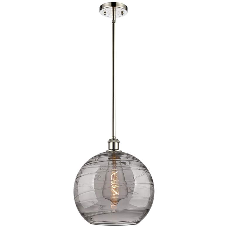 Image 1 Ballston Athens 12"W Polished Nickel Stem Mini Pendant w/ Smoke Swirl