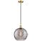 Ballston Athens 12"W Satin Gold Corded Mini Pendant w/ Smoke Swirl Sha