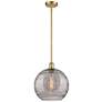Ballston Athens 12"W Satin Gold Stemmed Mini Pendant w/ Smoke Swirl Sh