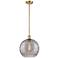Ballston Athens 12"W Satin Gold Stemmed Mini Pendant w/ Smoke Swirl Sh