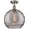 Ballston Athens 12"W Satin Nickel Semi-Flush Mount w/ Smoke Swirl Shad