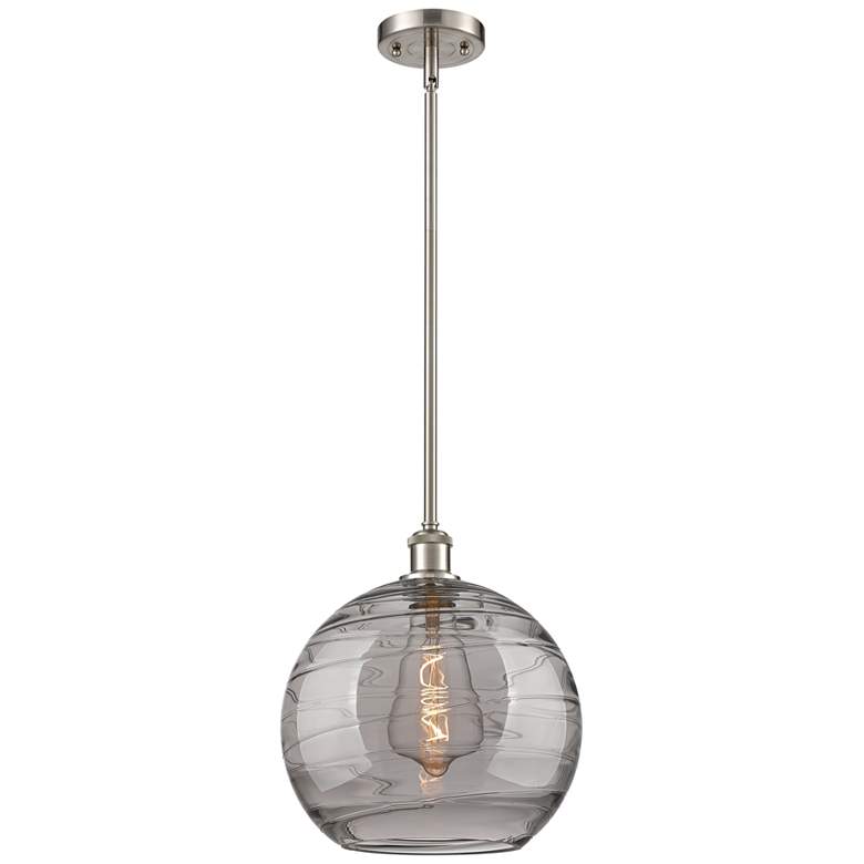 Image 1 Ballston Athens 12"W Satin Nickel Stemmed Mini Pendant w/ Smoke Swirl