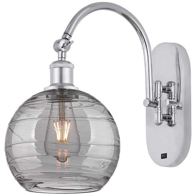 Image 1 Ballston Athens 13.38"H Chrome Adjustable Sconce w/ Smoke Swirl Shade