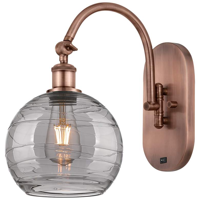 Image 1 Ballston Athens 13.38"H Copper Adjustable Sconce w/ Smoke Swirl Shade