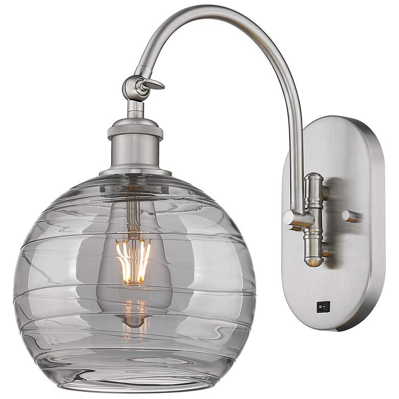 Image 1 Ballston Athens 13.38"H Satin Nickel Adjustable Sconce w/ Smoke Swirl