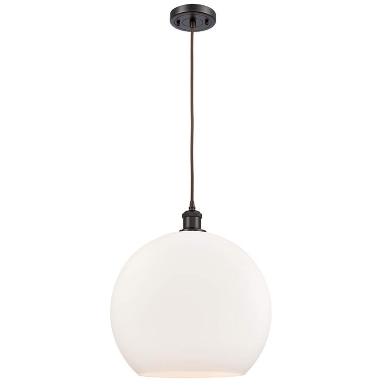 Image 1 Ballston Athens 13.75" Wide Bronze Corded Pendant w/ Matte White Shade