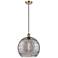 Ballston Athens 13.75"W Antique Brass Corded Pendant w/ Smoke Swirl Sh