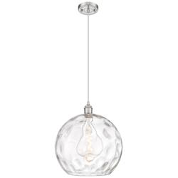 Ballston Athens 13.75"W Brushed Nickel Cord Pendant Water Glass Shade