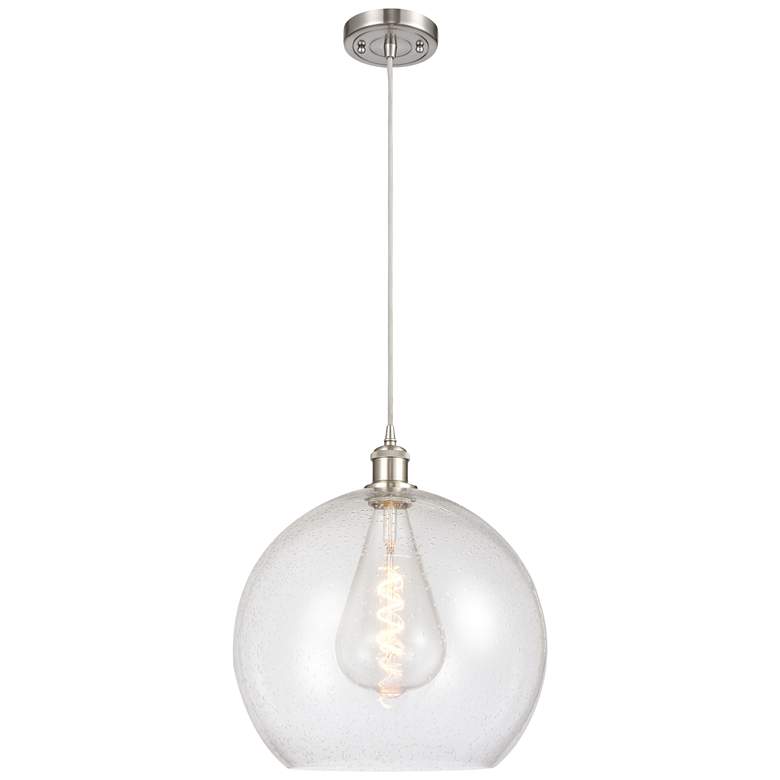 Image 1 Ballston Athens 13.75"W Brushed Satin Nickel Corded Pendant w/ Seedy S