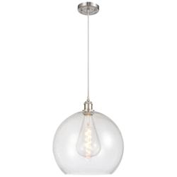 Ballston Athens 13.75"W Brushed Satin Nickel Corded Pendant w/ Seedy S