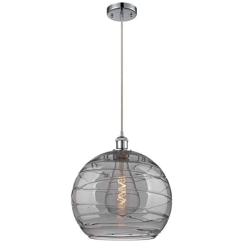 Image 1 Ballston Athens 13.75"W Chrome Corded Pendant w/ Smoke Swirl Shade