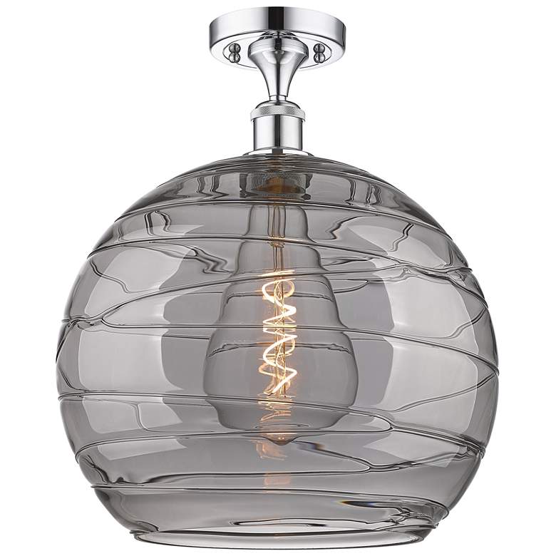 Image 1 Ballston Athens 13.75"W Chrome Semi-Flush Mount w/ Smoke Swirl Shade
