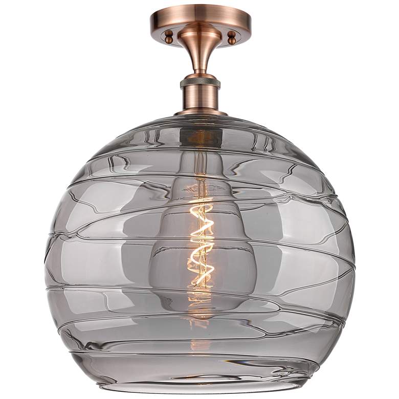 Image 1 Ballston Athens 13.75"W Copper Semi-Flush Mount w/ Smoke Swirl Shade