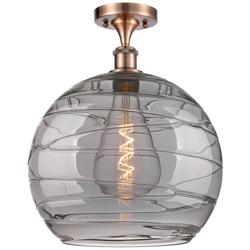 Ballston Athens 13.75"W Copper Semi-Flush Mount w/ Smoke Swirl Shade
