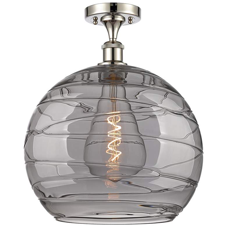 Image 1 Ballston Athens 13.75"W Polished Nickel Semi-Flush w/ Smoke Swirl Shad