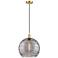 Ballston Athens 13.75"W Satin Gold Corded Pendant w/ Smoke Swirl Shade