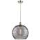 Ballston Athens 13.75"W Satin Nickel Corded Pendant w/ Smoke Swirl Sha