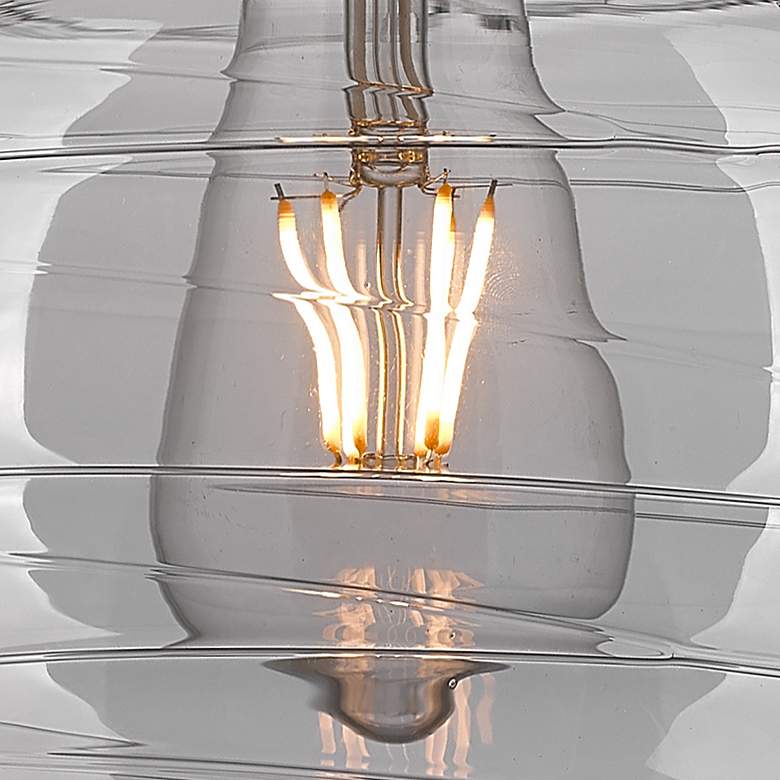 Image 3 Ballston Athens 13"W 3-Light Satin Nickel Cord Pendant w/ Smoke Swirl more views