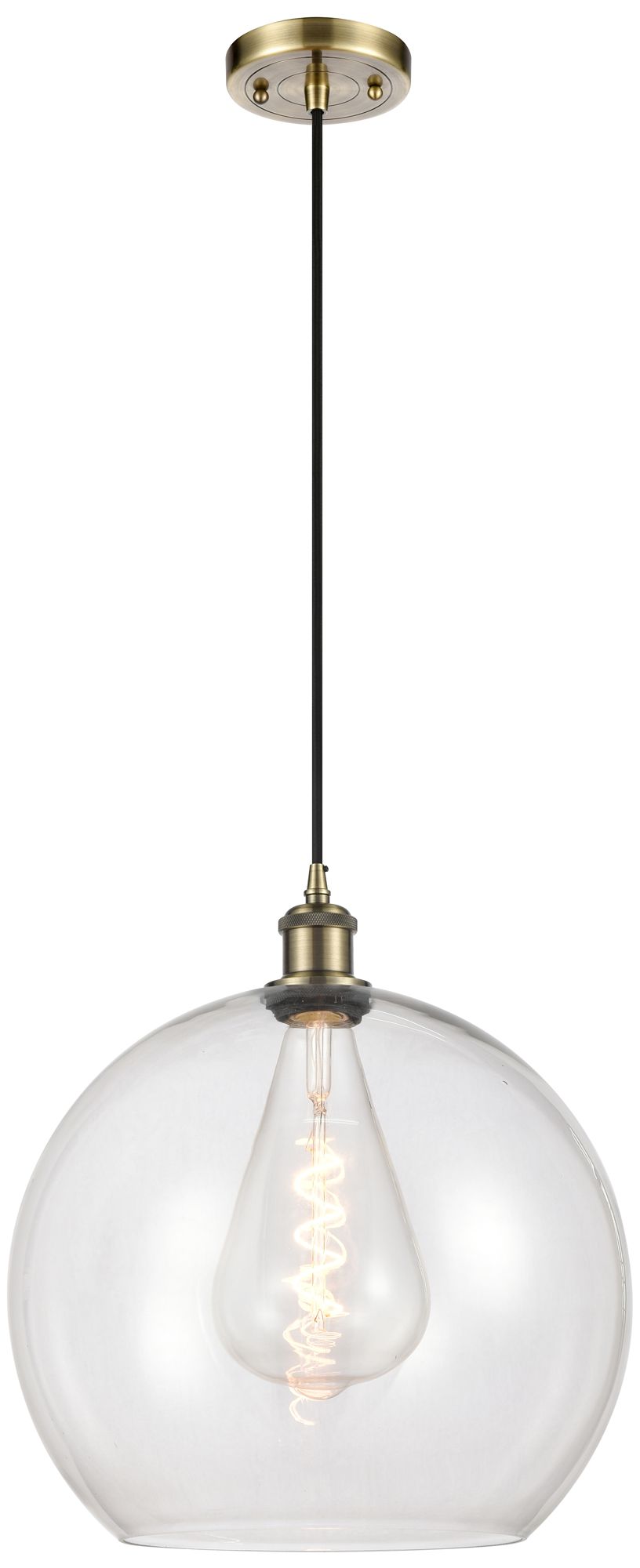 Ballston Athens 14" Antique Brass LED Pendant With Clear Made to Order