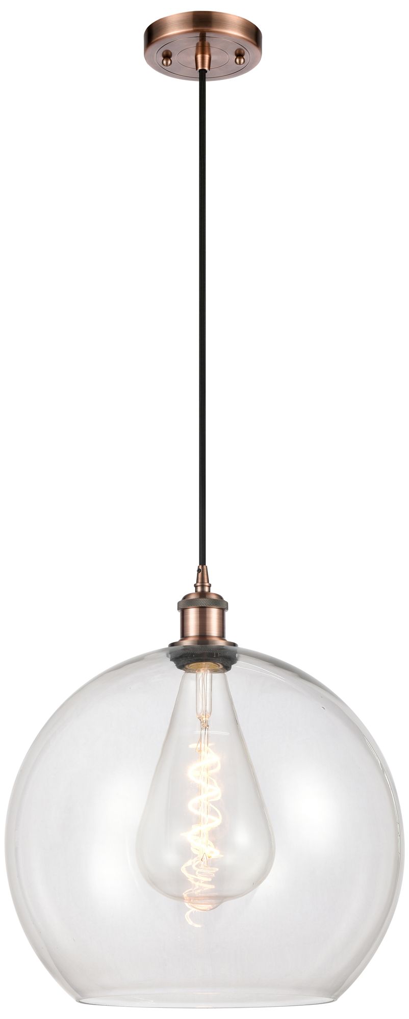 Ballston Athens 14" Antique Copper LED Pendant With Clear Made to Order