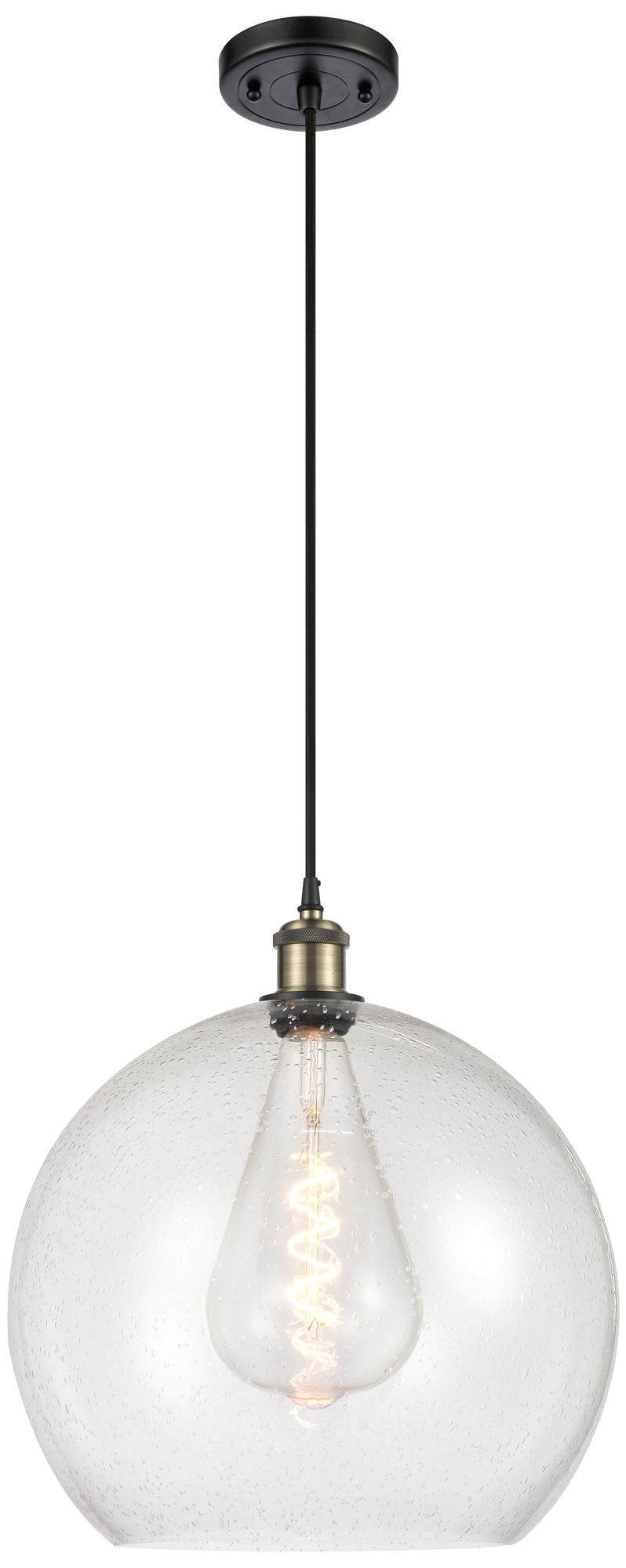 Ballston Athens 14" Black Antique Brass LED Pendant w/Seedy Made to Order