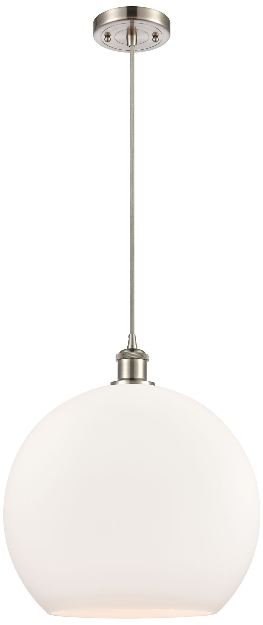 Ballston Athens 14" Brushed Nickel LED Pendant w/Matte White Made to Order