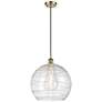 Ballston Athens 14" Antique Brass LED Pendant With Clear Deco Swirl Sh