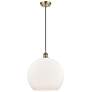 Ballston Athens 14" Antique Brass LED Pendant With Matte White Shade