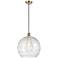Ballston Athens 14" Antique Brass Pendant With Clear Deco Swirl Shade