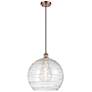 Ballston Athens 14" Antique Copper LED Pendant With Clear Deco Swirl S